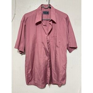 Imperial Men’s Short Sleeve Button-Up Shirt 16.5 Pink Satin Look Vintage 90s